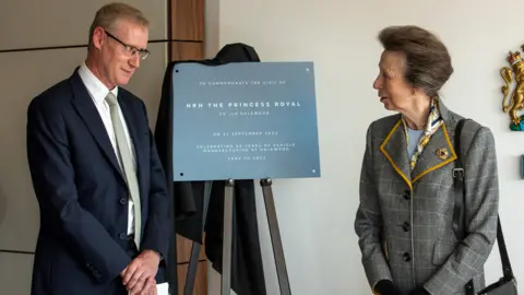 James Speakman Princess Royal shown a plaque at Halewood