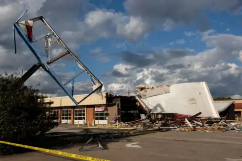 Rex Features Devastated building in Houston