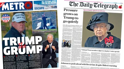 Metro and the Daily Telegraph front pages