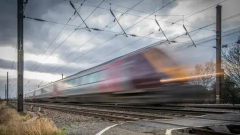 Getty Images Passenger train travelling at high speed