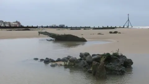 Cromer Museum SS Fernebo wreck on Norfolk beach