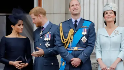 AFP The Duke and Duchess of Sussex alongside the Duke and Duchess of Cambridge