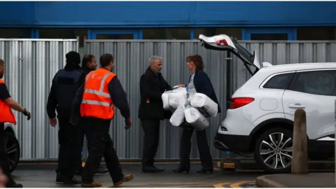 EPA/LYNNE CAMERON Preparations were seen being made at Arrowe Park Hospital ahead of the arrival of citizens evacuated from China.