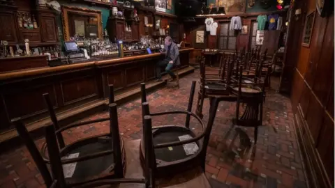 EPA The Dubliner pub in Washington DC had a very low key St Patrick's Day