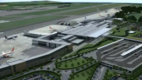 Bristol Airport Artist's impression of the expanded Bristol Airport