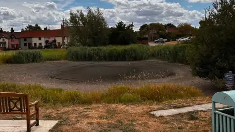 Lucyl Harrison The duck pond all dried up with the earth cracked from being so dry.