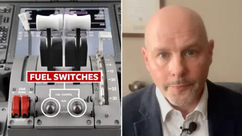 A composite image of Theo Leggett and a fuel switch graphic.