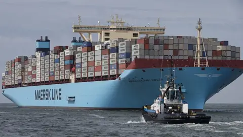 AFP Maersk MC-Kinney Moller laden with containers