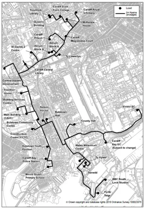 Ordnance Survey Map of the Cardiff Heat Network