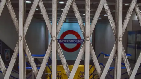 Getty Images Closed entrance seen at King's Cross St Pancras Underground Station
