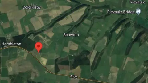 North Yorkshire Police A map of the area where the woman's body was found