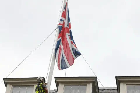 PA Media Downing Street flag at half-mast