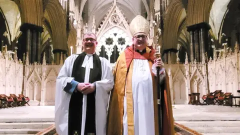 Lincoln Cathedral Bishop Stephen Conway, right, alongside the interim Dean of Lincoln Cathedral, Rev Canon Simon Jones