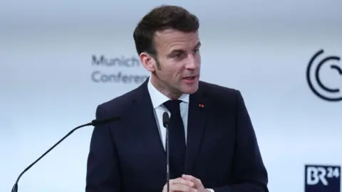 EPA Emmanuel Macron speaking at the Munich security conference