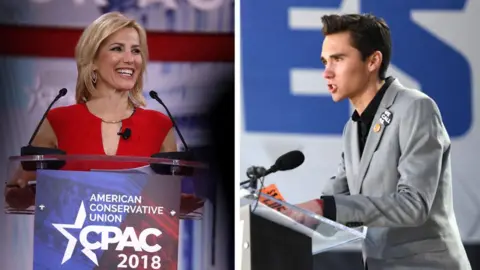 Getty Images Laura Ingraham and David Hogg (right)