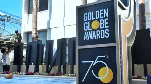 AFP/Getty Images Preparations underway for the Golden Globes