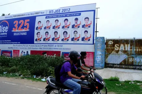Getty Images Billboard in Kota shows results of students