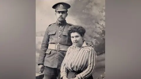 Ministry of Defence A black and white image of William Voice and his wife.