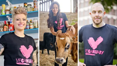 Veganuary Jack Monroe, Sarah-Jane Crawford and Carl Donnelly