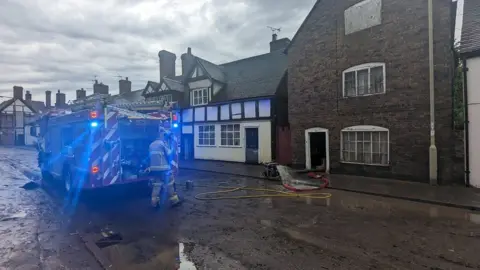 Shropshire Fire and Rescue Service Fire engine in Much Wenlock