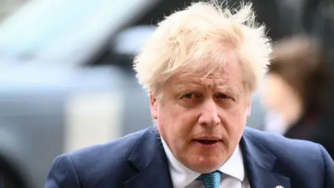 AFP Boris Johnson on 29 March in Westminster for the memorial service for the Duke of Edinburgh