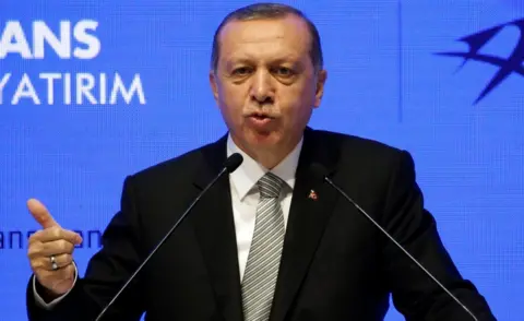 Reuters Turkish President Tayyip Erdogan speaks during a ceremony in Istanbul, Turkey, on 21 July, 2017.