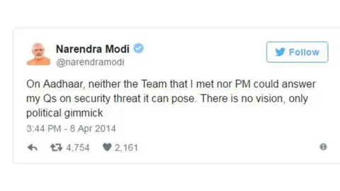  Twitter / @narendramodi India, identity, aadhaar