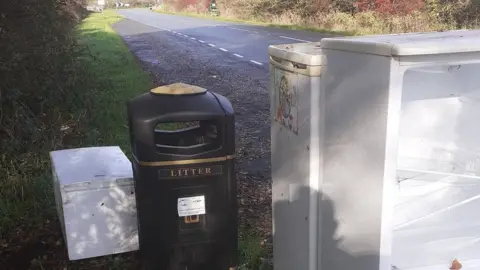 Dumped fridges beside A5074 Lyth Valley Road