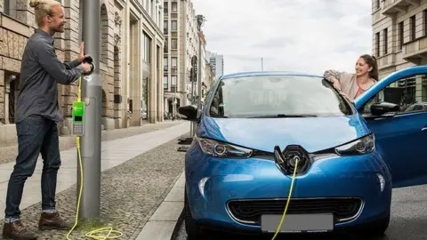 ubitricity electric car plugged in to lamp-post