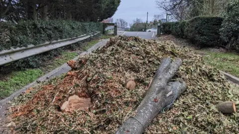Basildon Borough Council Fly-tipped waste dumped outside Pitsea Cemetery