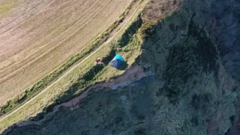 HM Coastguard The tent along the Cleveland Way in North Yorkshire