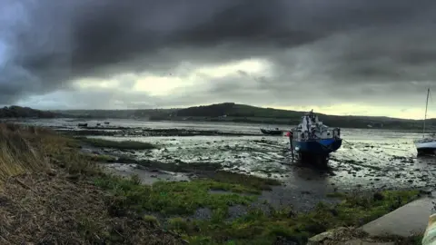 William James  The estuary in Cardigan by William James