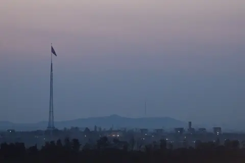 View of the North Korean village at night