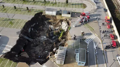 The sinkhole in a hospital car park