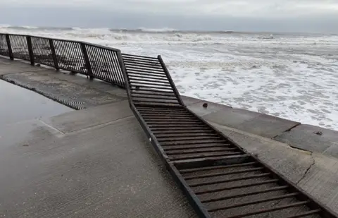 Damage caused by Storm Babet a Whitley Bay