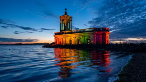 Richard Brown Normanton Church lit up for Pride in June 2021