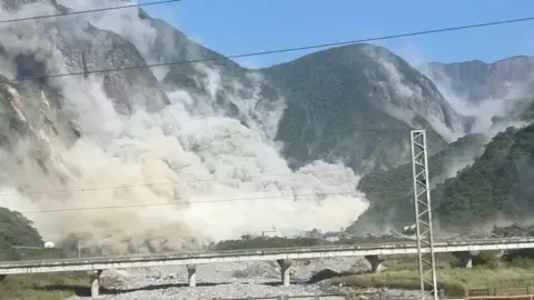Reuters A view of a landslide after an earthquake hit just off the eastern coast of Taiwan