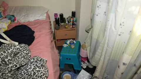 Derbyshire Police Main bedroom with litter and unwashed plates