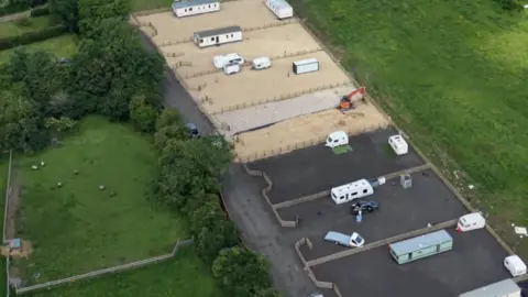 Caravans on newly built plots.