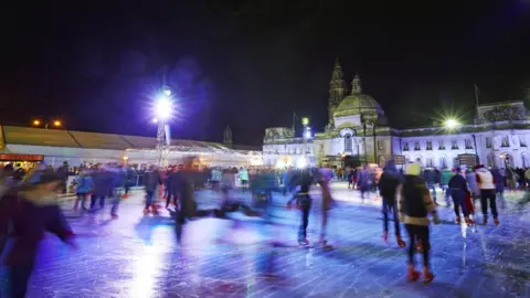 Getty Images Ice skaters in Cardiff