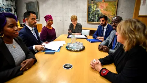 Getty Images First Minister Nicola Sturgeon and Justice Secretary Humza Yousaf met with the family of Sheku Bayoh