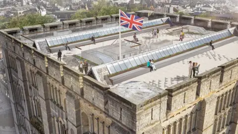 Feilden & Mawsons Architects Impression depicting the rooftop, with accessible routes.