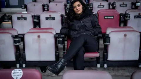 Getty Images Khalida Popal in a football stadium