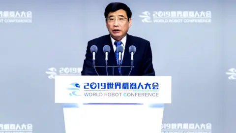 Getty Images Miao Wei, Minister of Industry and Information Technology, speaks during the opening ceremony of the World Robot Conference (WRC) 2019 at Beijing Etrong International Exhibition and Convention Center on August 20, 2019 in Beijing, China.