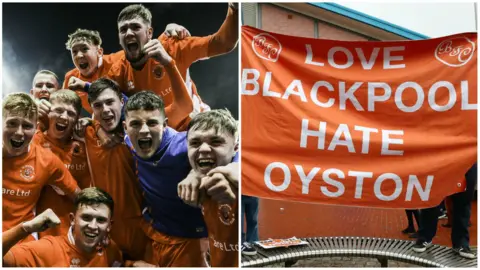 Blackpool youth team and protests