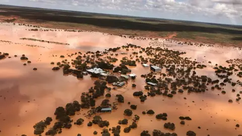 Flooded property in outback Australia