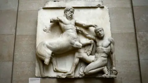 Reuters A sculpture of a centaur in combat with a man, part of the Parthenon Sculptures, on display in the British Museum.