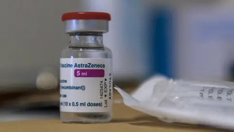 EPA A vial containing 10 doses of the Oxford Astra-Zeneca COVID-19 vaccine in Paris, France, 26 February, 2021