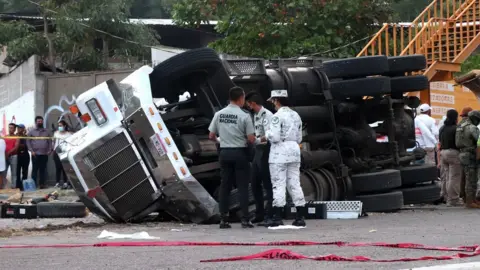 Getty Images Overturned truck