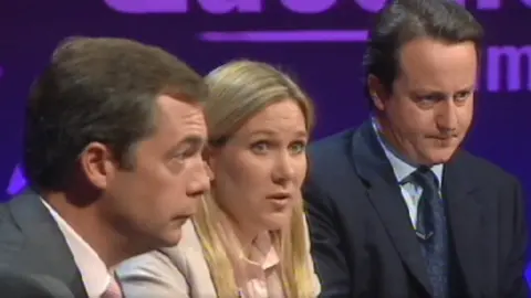 Nigel Farage, Jody Dunn and David Cameron on Question Time, 7 October, 2004